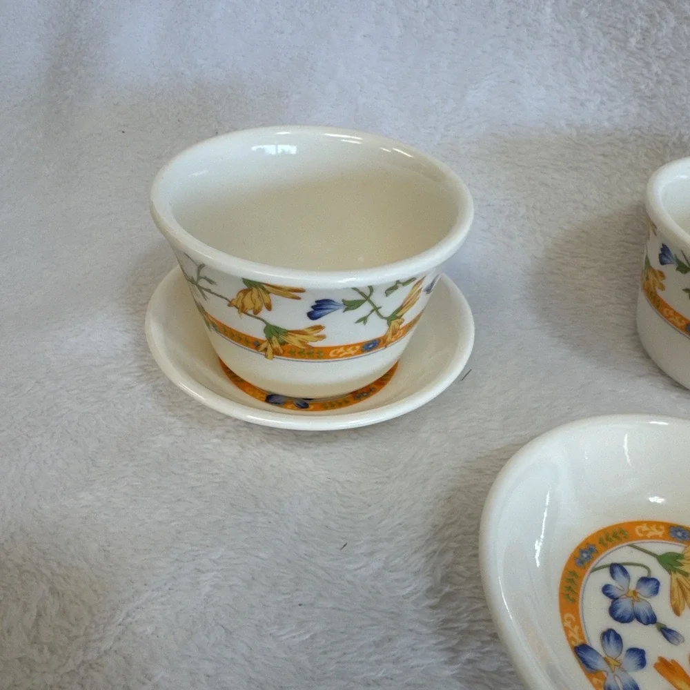 ShunTa Melamine Ware Miniature Tea Cups Saucers Floral Pattern Set of‎ 4 Taiwan